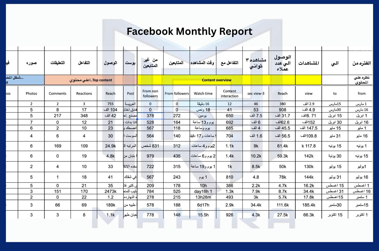 Facebook Monthly Report