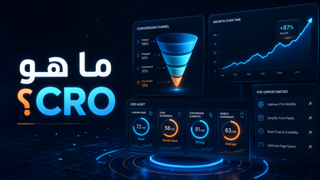 ما هو تحسين معدل التحويل CRO وكيف يضاعف مبيعات موقعك دون زيادة الزيارات؟
