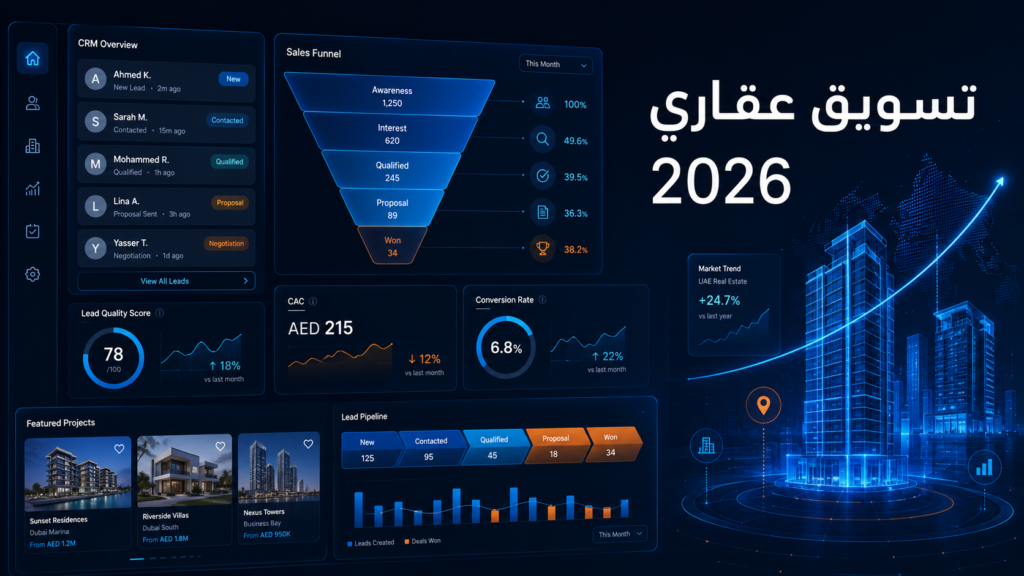 تصميم أفقي 16:9 لهوية Mahira premium AI marketing brand، خلفية كحلي داكنة، لوحات Dashboard مضيئة بالأزرق الكهربائي، مخطط نمو برتقالي، بطاقات تحليل سلات شراء متروكة، Funnel system، واجهات AI automation، عنوان واضح داخل الصورة: “نمو التجارة الإلكترونية واسترداد السلات المتروكة”، أسلوب B2B تقني مستقبلي، نظيف وغير مزدحم، ألوان كحلي وأزرق كهربائي وبرتقالي وأبيض فقط.