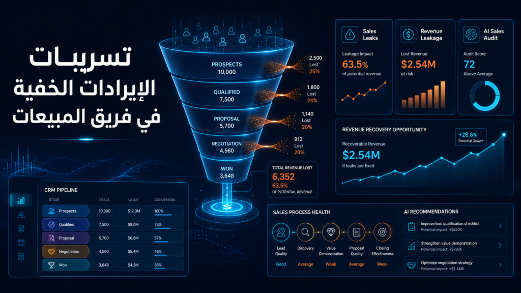 تسريبات الإيرادات الخفية في فريق المبيعات وكيف تكتشفها قبل أن تتحول إلى خسائر متراكمة