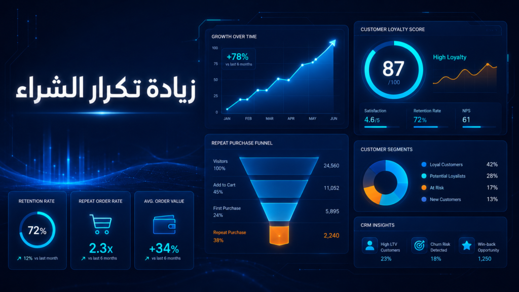 كيف تزيد معدل تكرار الشراء في متجرك الإلكتروني؟ استراتيجية ولاء العملاء التي تحوّل أول طلب إلى Revenue System