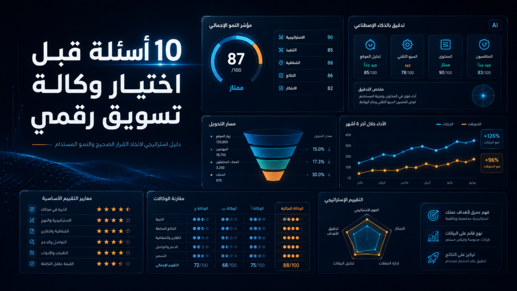 10 أسئلة يجب أن تسألها قبل التعاقد مع أي وكالة تسويق رقمي