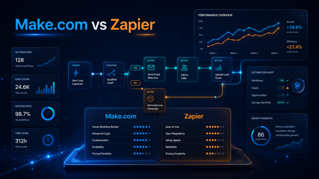 Make.com مقابل Zapier: مقارنة عملية لأتمتة عملياتك