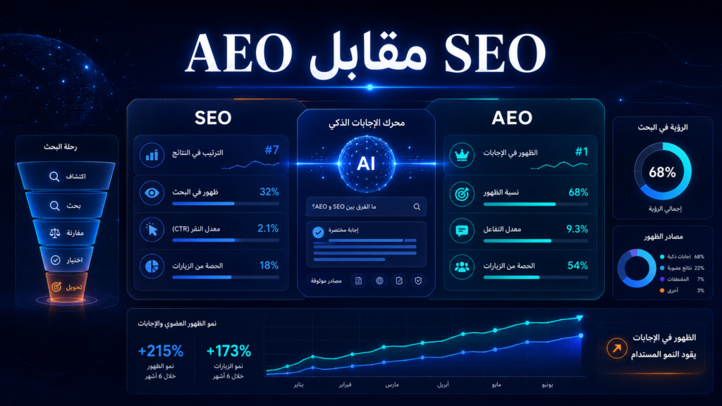 AEO مقابل SEO: الفرق بين تحسين محركات البحث وتحسين محركات الإجابة