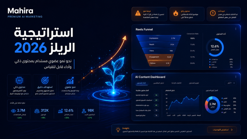 استراتيجية الريلز 2026: الصيغة التي تزيد الوصول العضوي لعلامتك وفق خوارزمية إنستجرام
