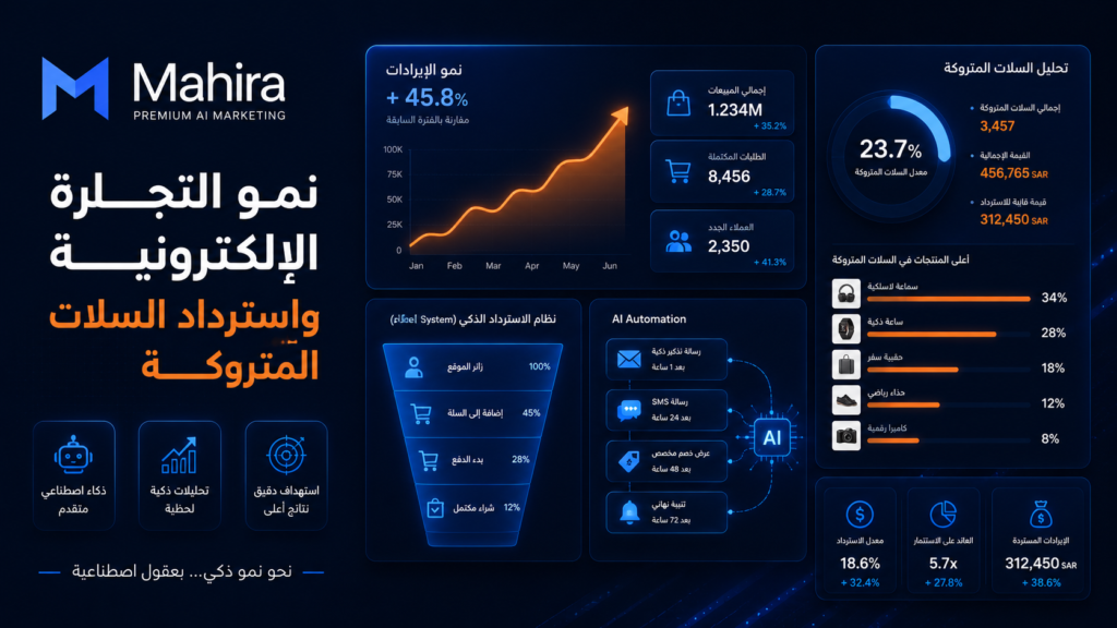 دليل المتاجر الكبرى في مصر والخليج: كيف ترفع معدل إعادة الشراء وتسترد السلات المتروكة بأنظمة أتمتة مخصصة؟
