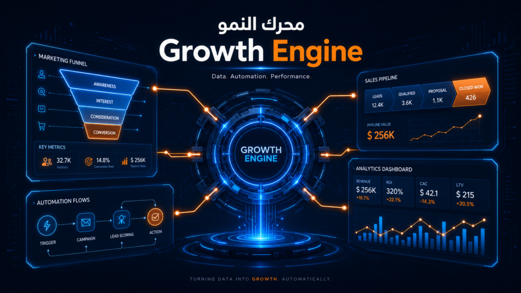 كيف تبني محرك النمو Growth Engine مستدام لشركتك لا يعتمد على شخص واحد ولا يتوقف بغياب المسوق؟