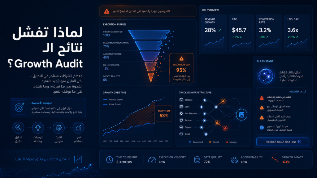 لماذا تفشل معظم الشركات في تنفيذ نتائج الـ Growth Audit؟ الخلل الخفي في مرحلة ما بعد التحليل
