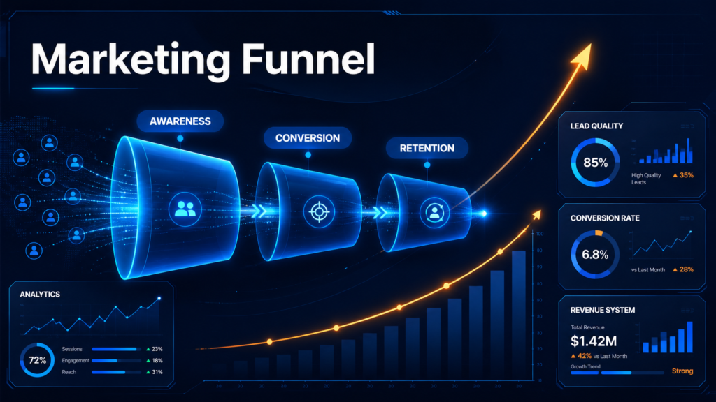 ما هو الـ Marketing Funnel؟ دليل بناء قمع تسويقي يحول الزوار إلى عملاء